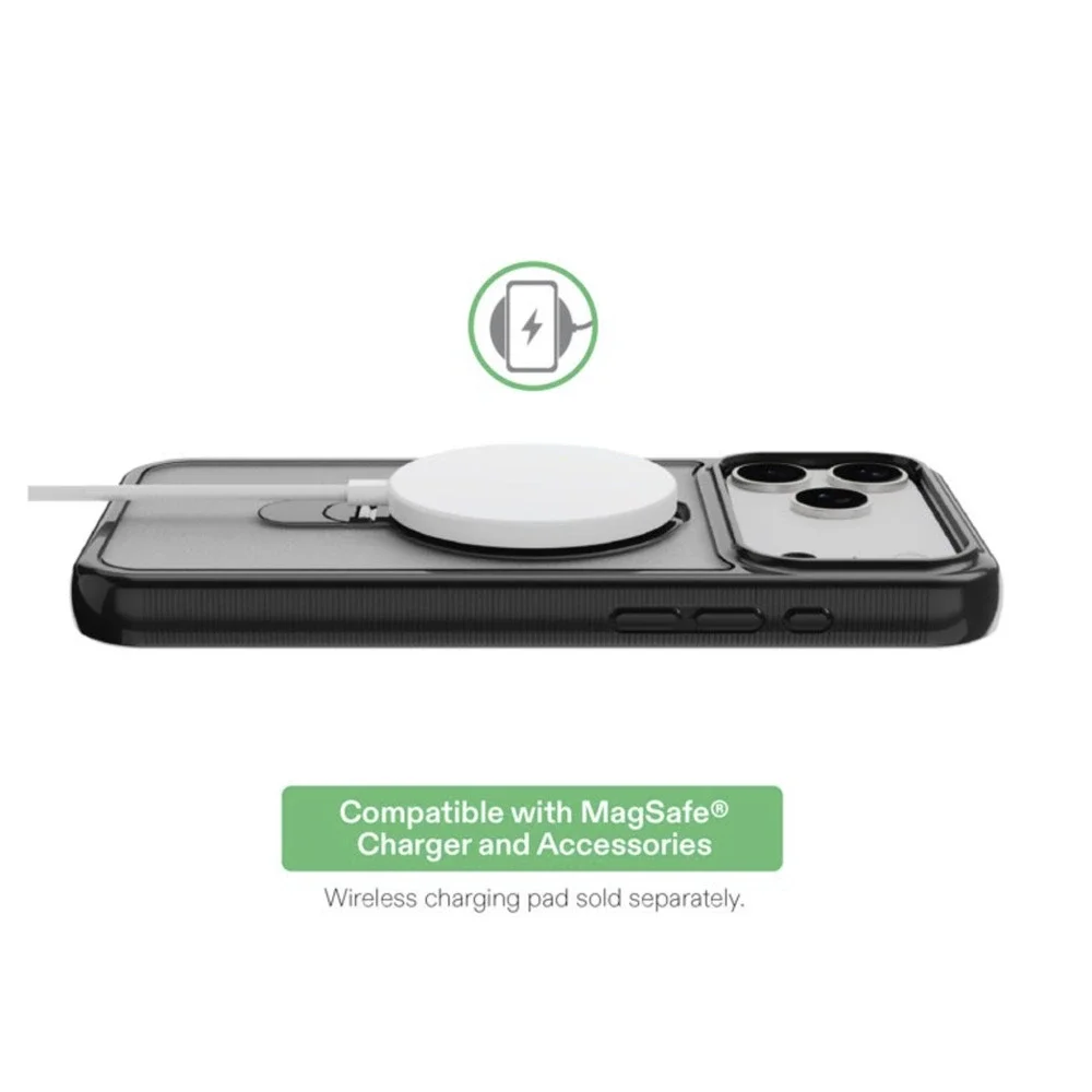 iPhone 17 AIR ONN Rotating Kickstand Clear Frosted Black Case MagSafe Compatible
